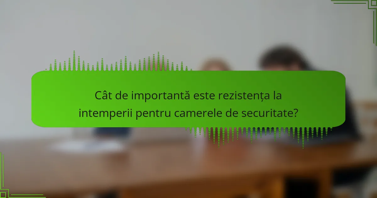 Cât de importantă este rezistența la intemperii pentru camerele de securitate?