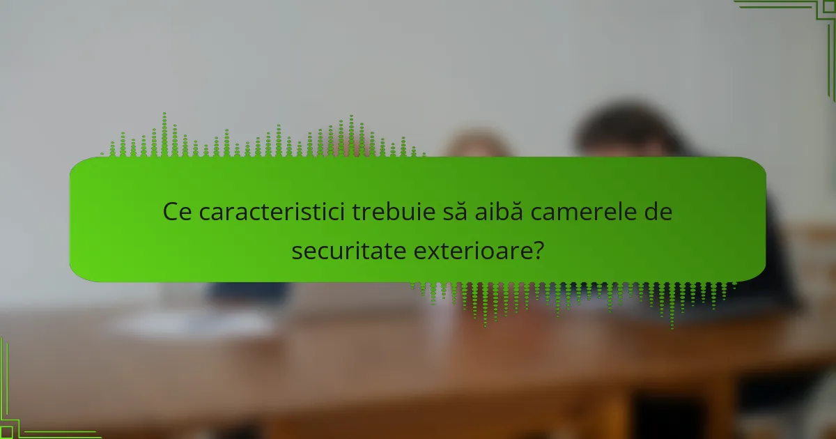 Ce caracteristici trebuie să aibă camerele de securitate exterioare?