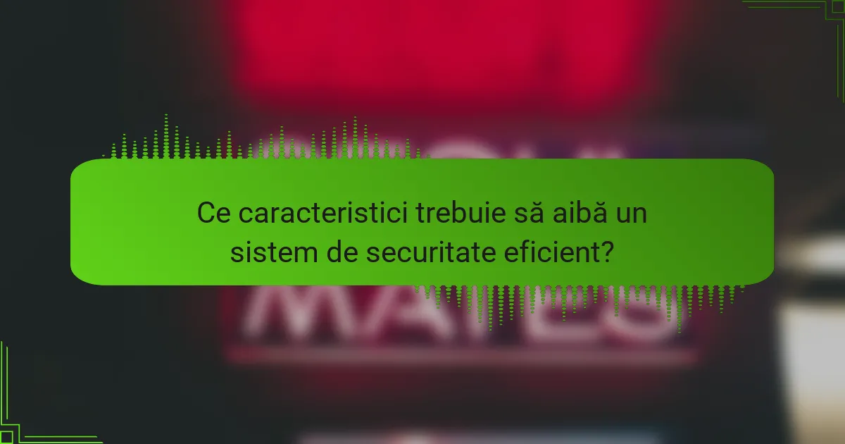 Ce caracteristici trebuie să aibă un sistem de securitate eficient?