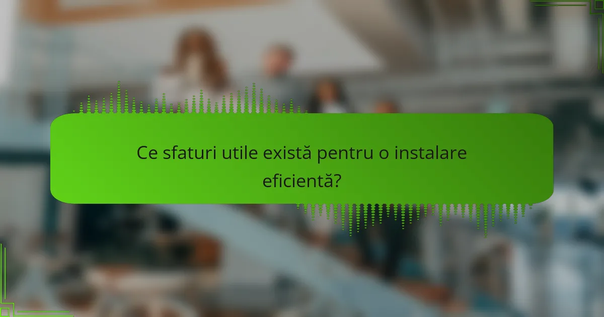 Ce sfaturi utile există pentru o instalare eficientă?