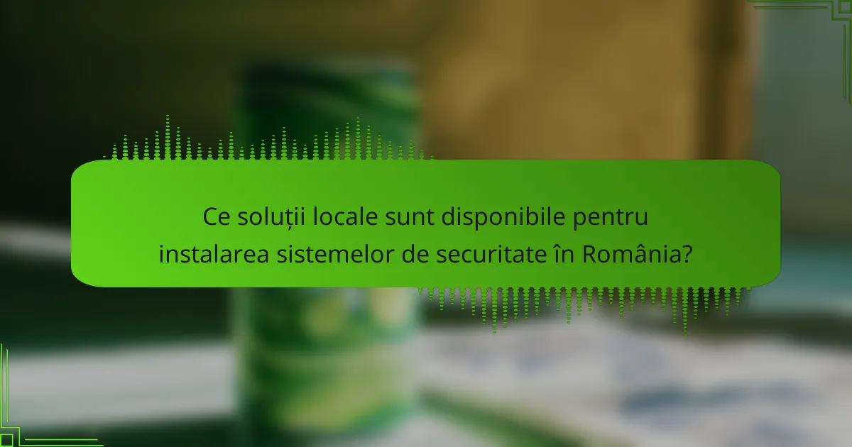 Ce soluții locale sunt disponibile pentru instalarea sistemelor de securitate în România?