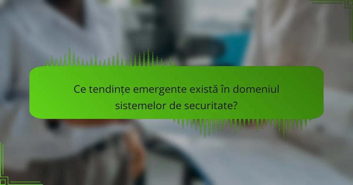 Ce tendințe emergente există în domeniul sistemelor de securitate?