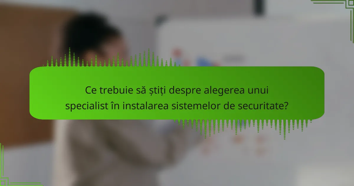 Ce trebuie să știți despre alegerea unui specialist în instalarea sistemelor de securitate?