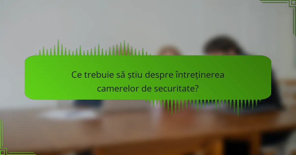 Ce trebuie să știu despre întreținerea camerelor de securitate?