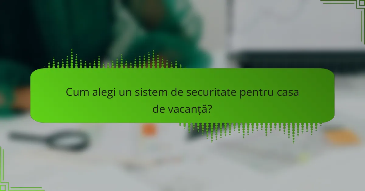 Cum alegi un sistem de securitate pentru casa de vacanță?